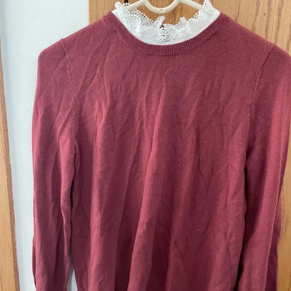 Sezane Pink Sweater with Removable White Lace - Picture 2 of 6